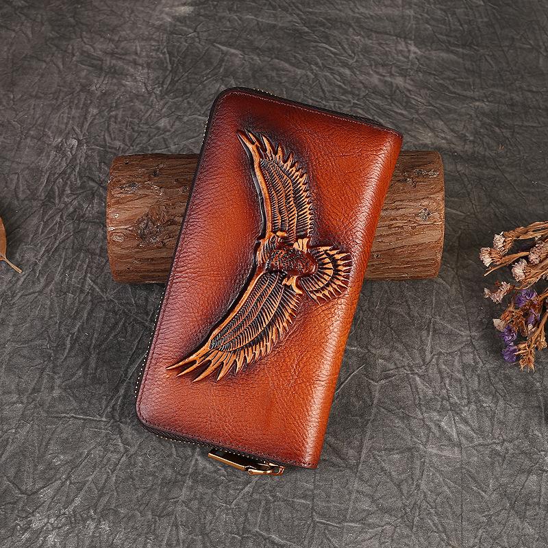Unisex Genuine Leather Cowhide Wallet with Large Capacity Card Slots and Mobile Phone Pocket