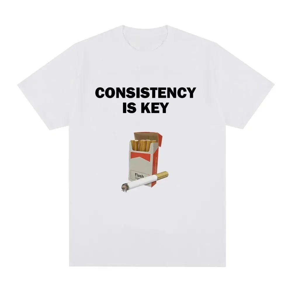 Funny Consistency Is Key Smoking Meme Tshirt Womens Fashion Harajuku Pattern High Quality Casual Vintage Tshirt Y2k Top 4XL