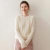 Women's Retro Cable Knit Round Neck Cashmere Sweater - Thick and Skin-Friendly for Autumn/Winter