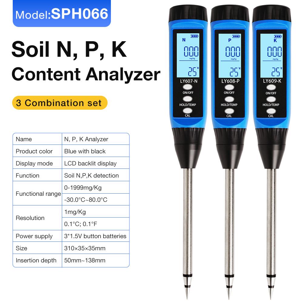 LY607 Soil NPK Tester LCD Backlight Soil Detector Nitrogen/Phosphorus/Potassium Analyzer Meter NPK Analyser for Greenhouse