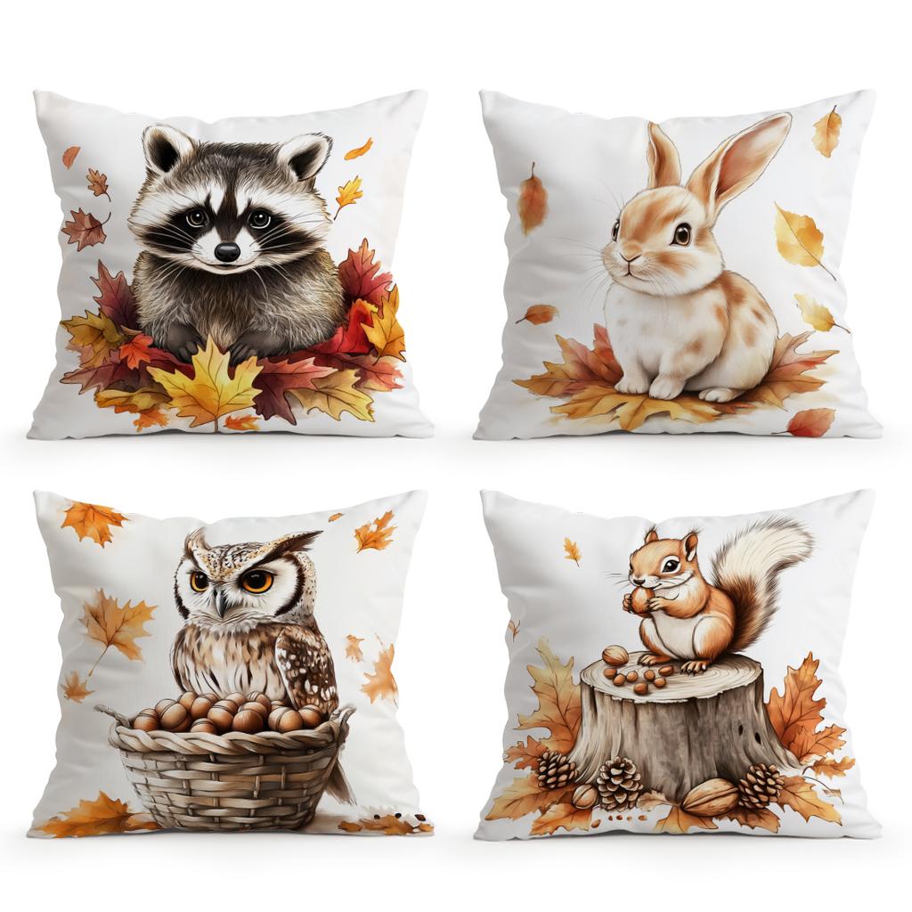 Autumn Small Animals Pillowcase Printed Polyester 45x45cm Throw Pillowcover Decorative Sofa Cushion Pillowslip Home Decor