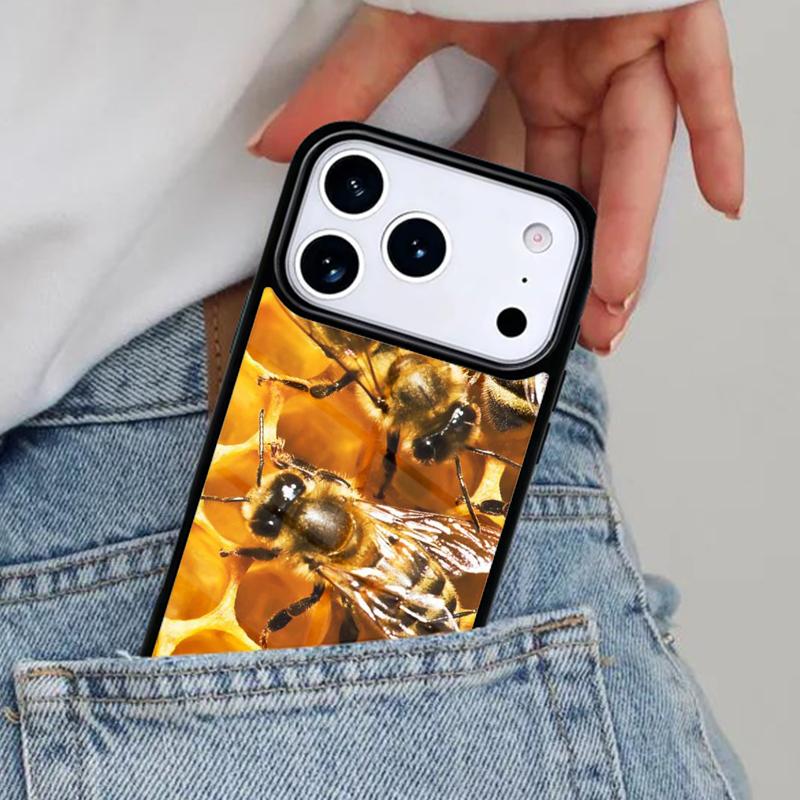 Honeycomb Honey bee Phone Case for iPhone 16e 15 14 13 12 17 Pro Max Plus Air 17pro Cover Coque