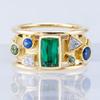 Huitan Colored Cubic Zirconia Women Rings for Wedding Party Luxury Gold Color Bright Female Rings Party Trendy Jewelry Drop Ship