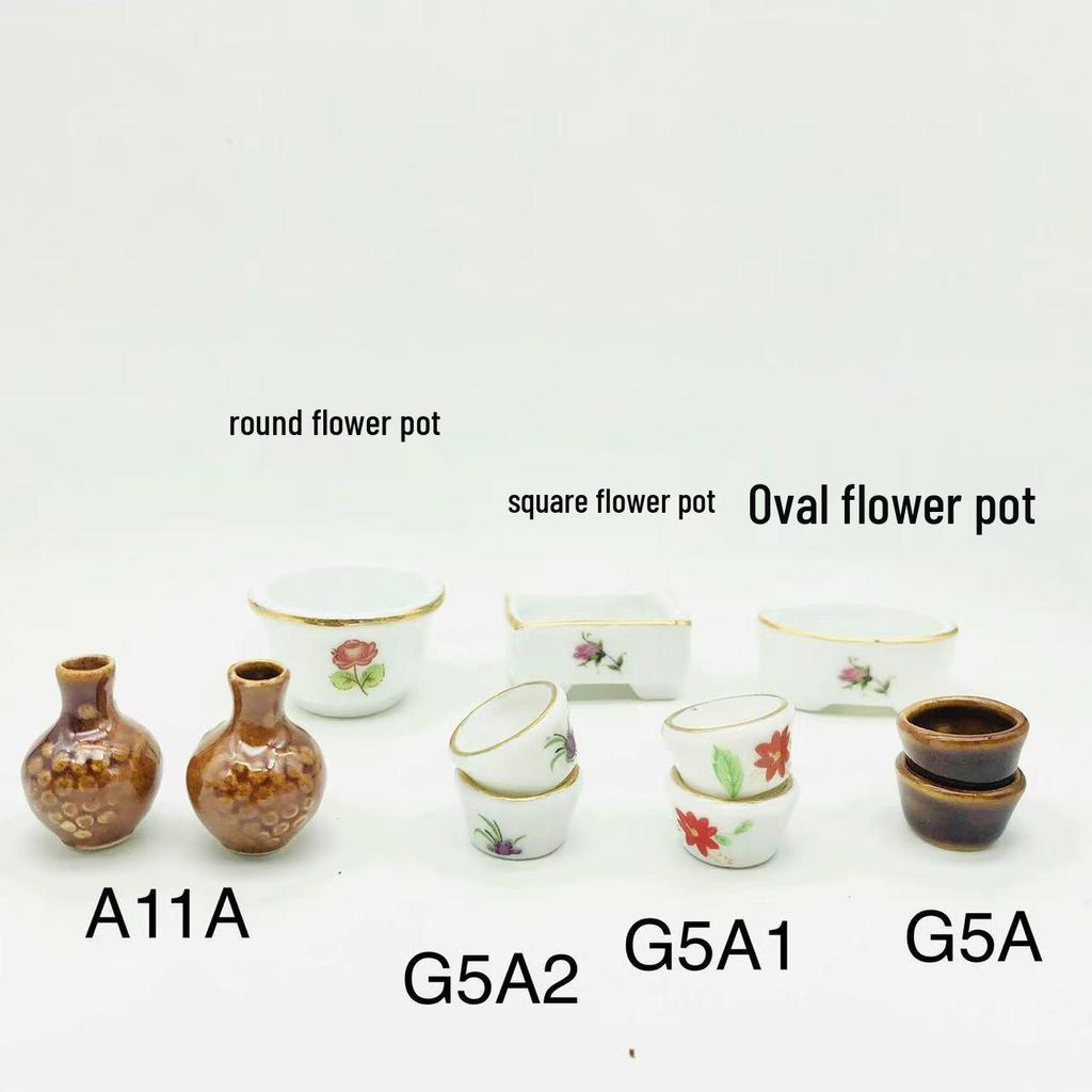 Miniature Dollhouse Ceramic Flower Pot Toy Model