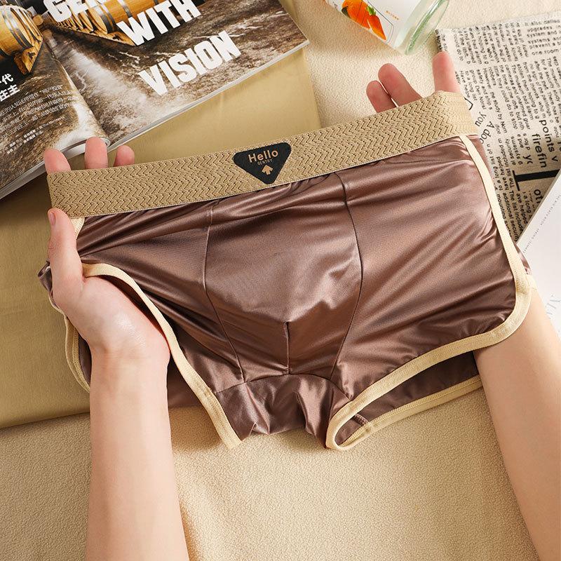 1/3 Peças Verão Cetim Seda de Gelo Sem Costura Nylon Antibacteriano Cueca Boxer Masculina