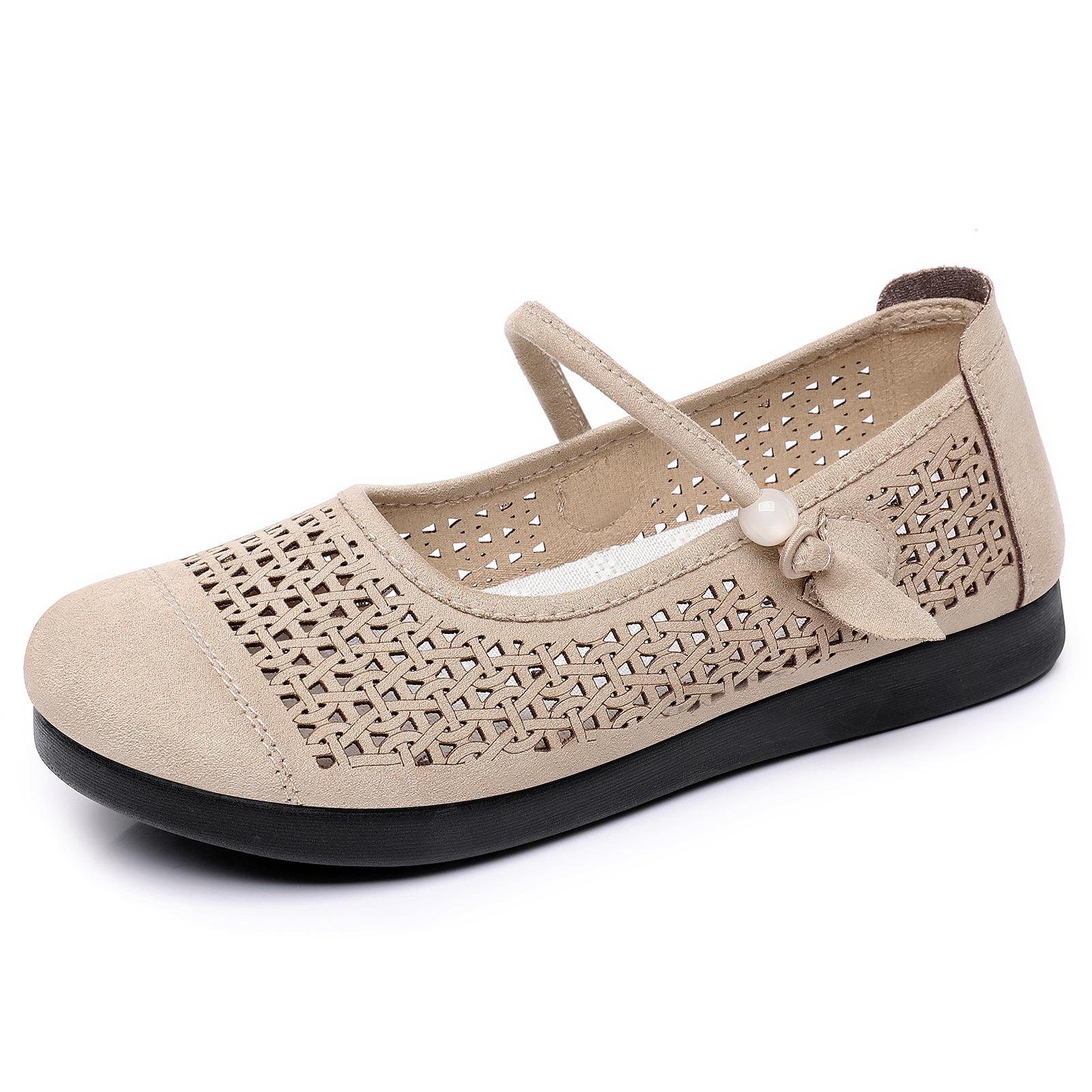 Mary Jane Shoes for Women Hollow Flats Ballet Flats Shoes Round Toe Mary Jane Flats Ankle Strap Summer Shoes Women s Dressy Comfortable Walking Shoes 35