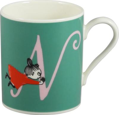 Moomin Initial Gift 8x9cm Little Moomin Gift for Made In Mug, Boxed, 320ml, Approx. Diameter, My, Design, Women, Birthday, Tableware, Japan, Green,