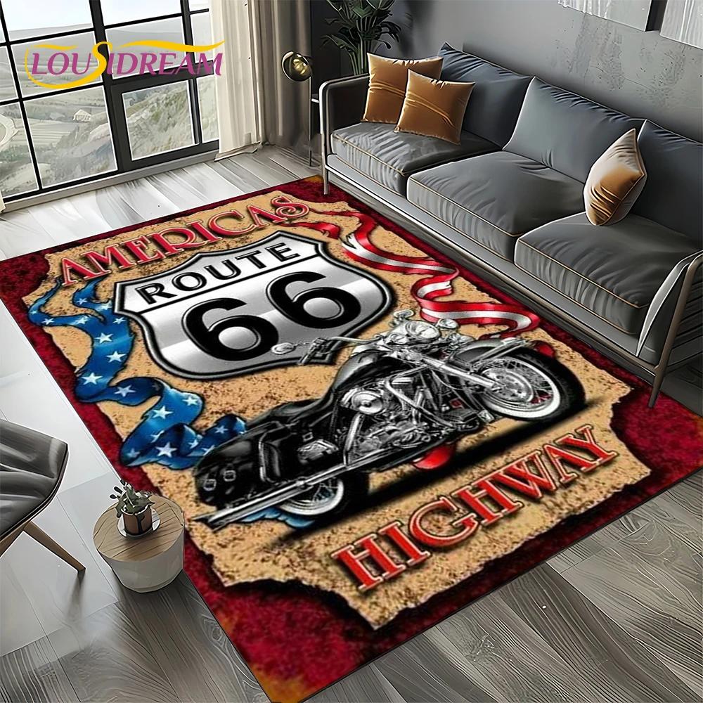 Route 66 Retro America Historic Mother Road,mãe EstradaCarpet Rug for Living Room Bedroom Home Sofa,Area Rug Non-slip Floor Mat