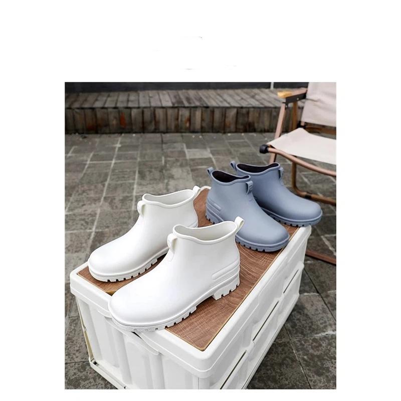 Korte Enkel Regenlaarzen Waterdicht Antislip Rubberen Schoenen Voor Mannen Vrouwen Buitenwerk Chelsea Stijl