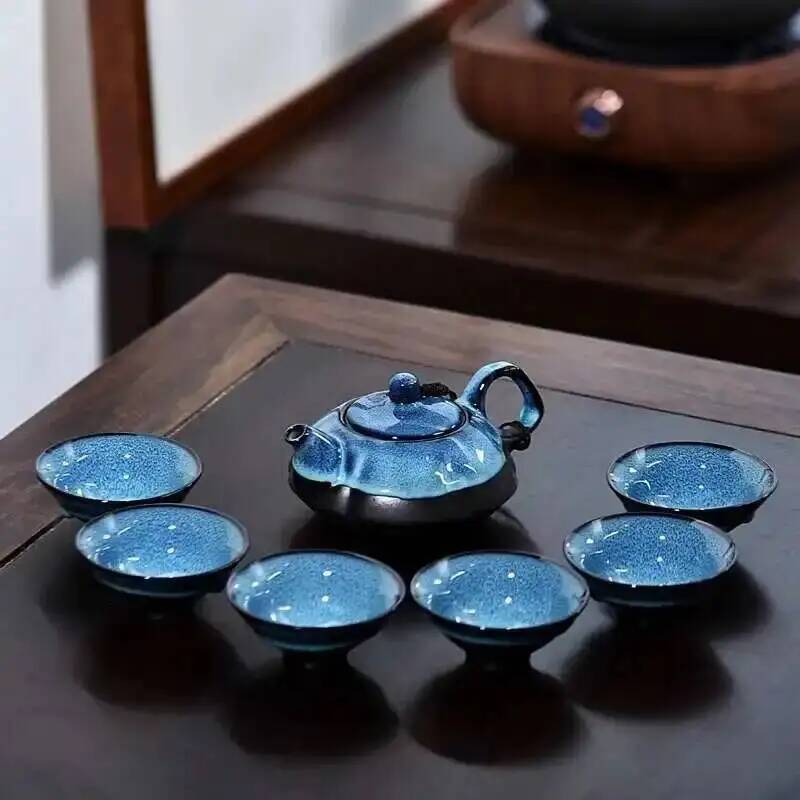Red Forest TeapotJingdezhen Blue and White Porcelain Tea Set Double Heat-resistant Kung Fu Tea Cup Ceramic Tea Cup