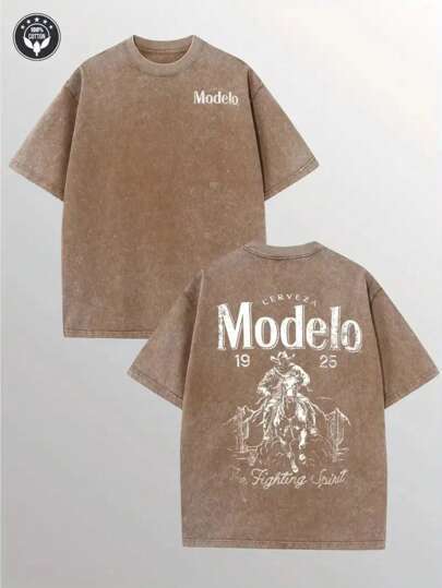 Modelo Men S Washing Cotton T-Shirt, Cotton, Casual Sports S 2XL хаки