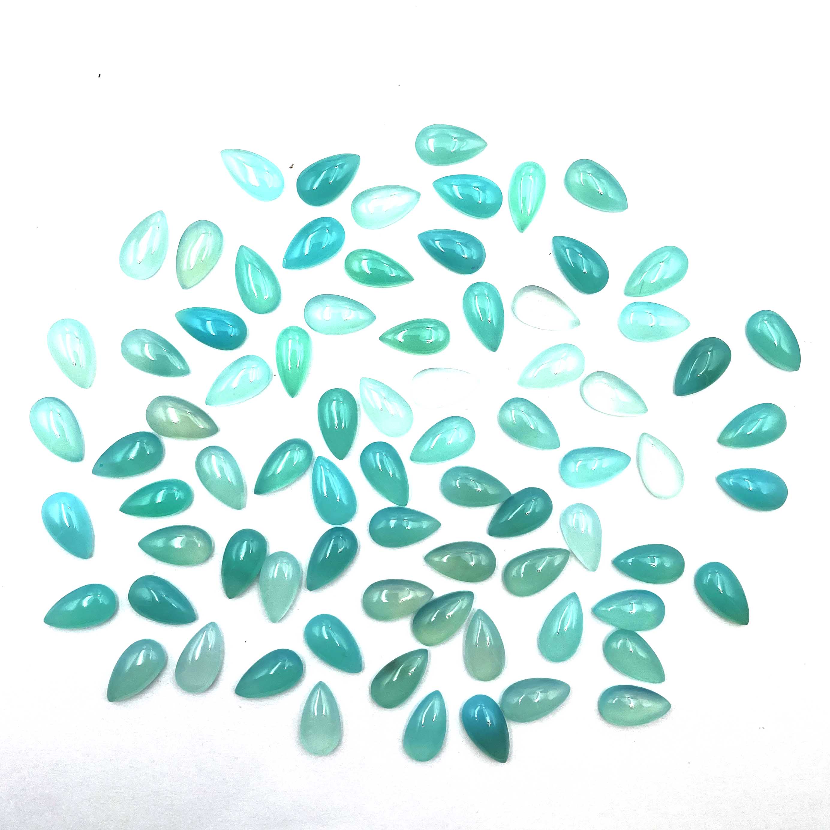 Natural Aqua Chalcedony Pear Cabochon Loose Gemstone 15 Pcs 9*18-10*18 MM 100 CT For Jewelry Making 9*18-10*18 MM синий