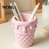 Decorative Desk Accessory 3D Printed Ice Cream Cone Pen Holder, Waffle Base And Drip Multifunctional Brush Holder Top Organizer, Multi-functional