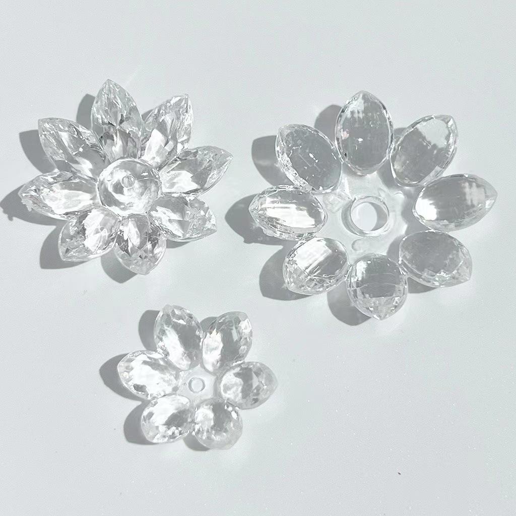 Acrylic Transparent Crystal Lotus Beads for DIY Projects - Various Petal Sizes