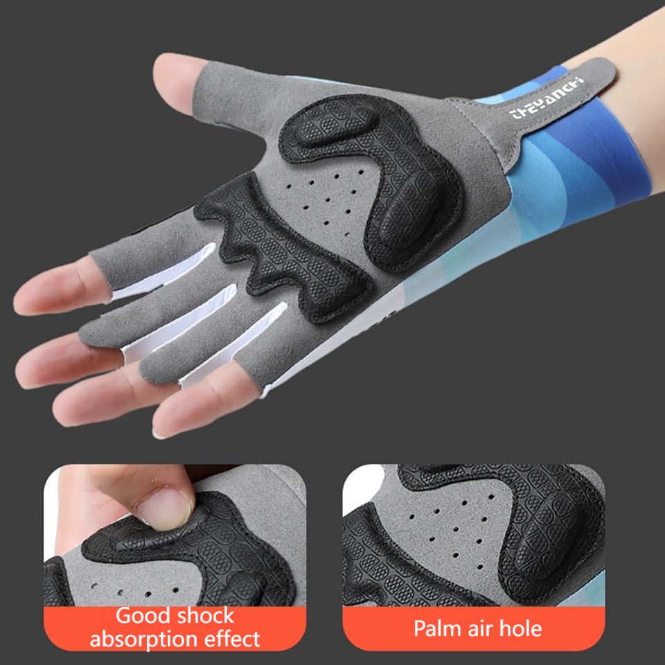 Summer Half Finger Gloves Outdoor Sport Fishing Cycling Anti Slip Breathable Sun Protective Shock Absorbing Lightweight