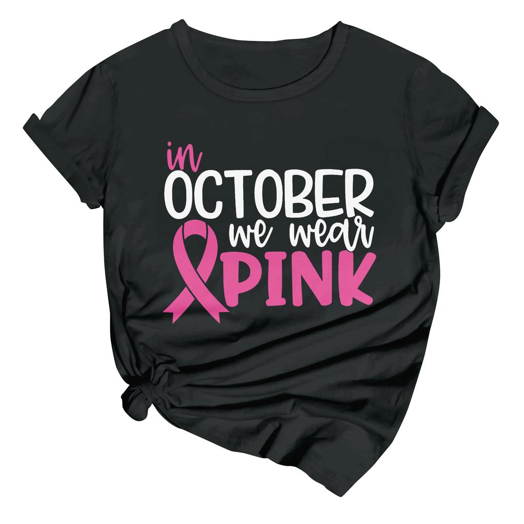 Women's Casual Halloween Breast Print T-Shirt Round Neck Pullover Short Sleeve Top