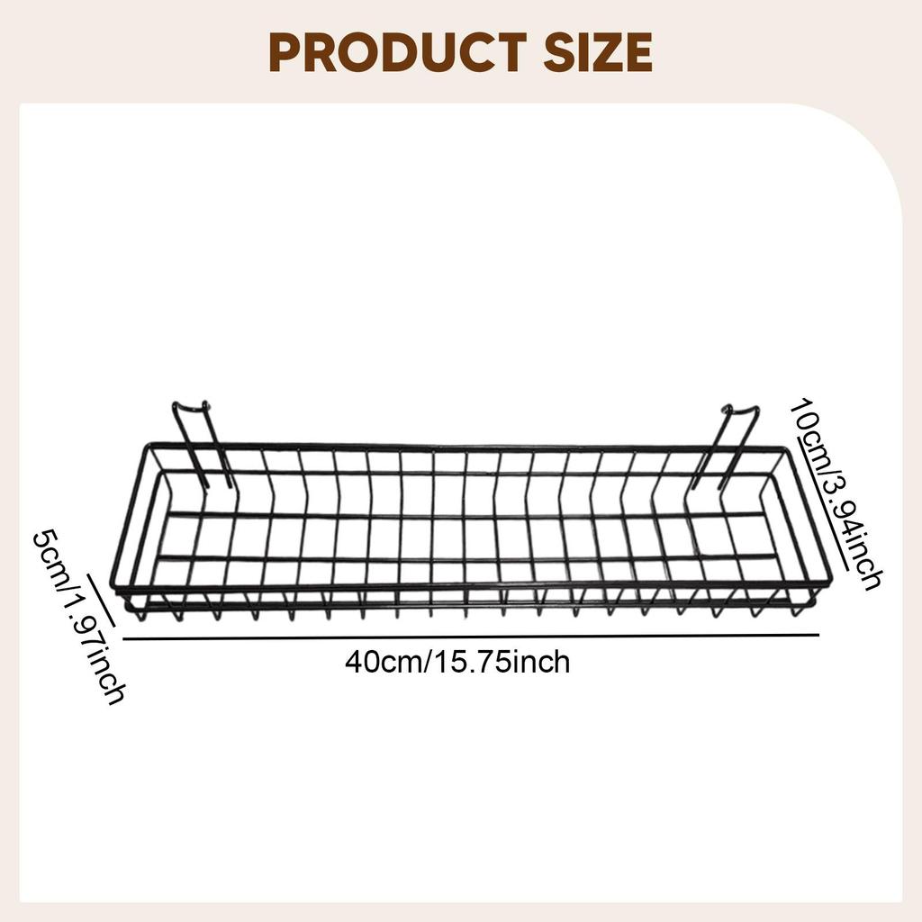 Hanging Wire Basket, Multipurpose with Hooks Home Storage Organizer, Iron Wire Storage Basket for Dorm, Kitchen, Garage, RV