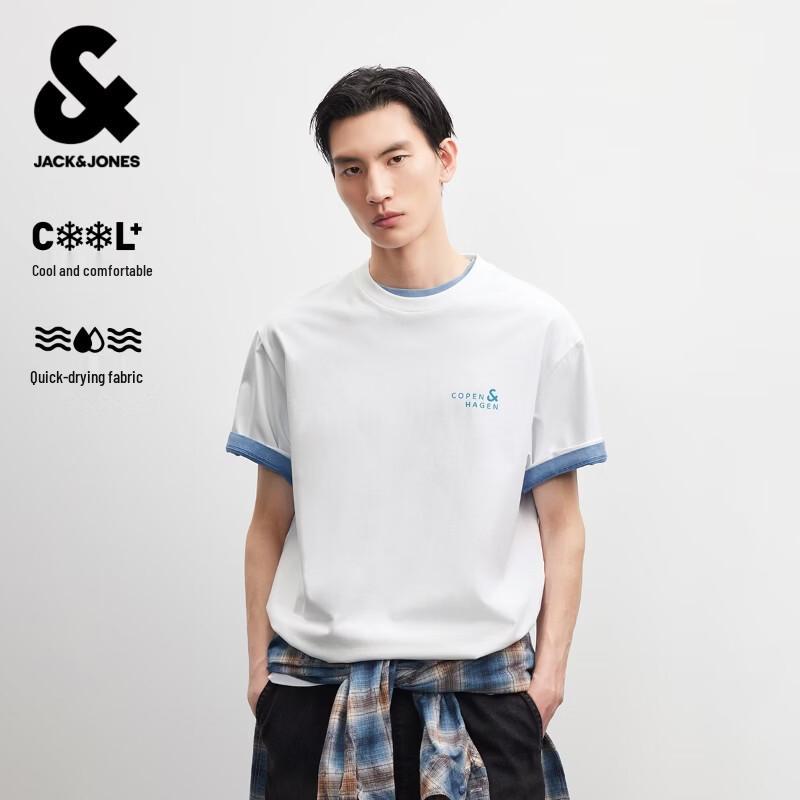 JACK&JONES Men s Quick-Dry Letter Print Short Sleeve T-Shirt XS