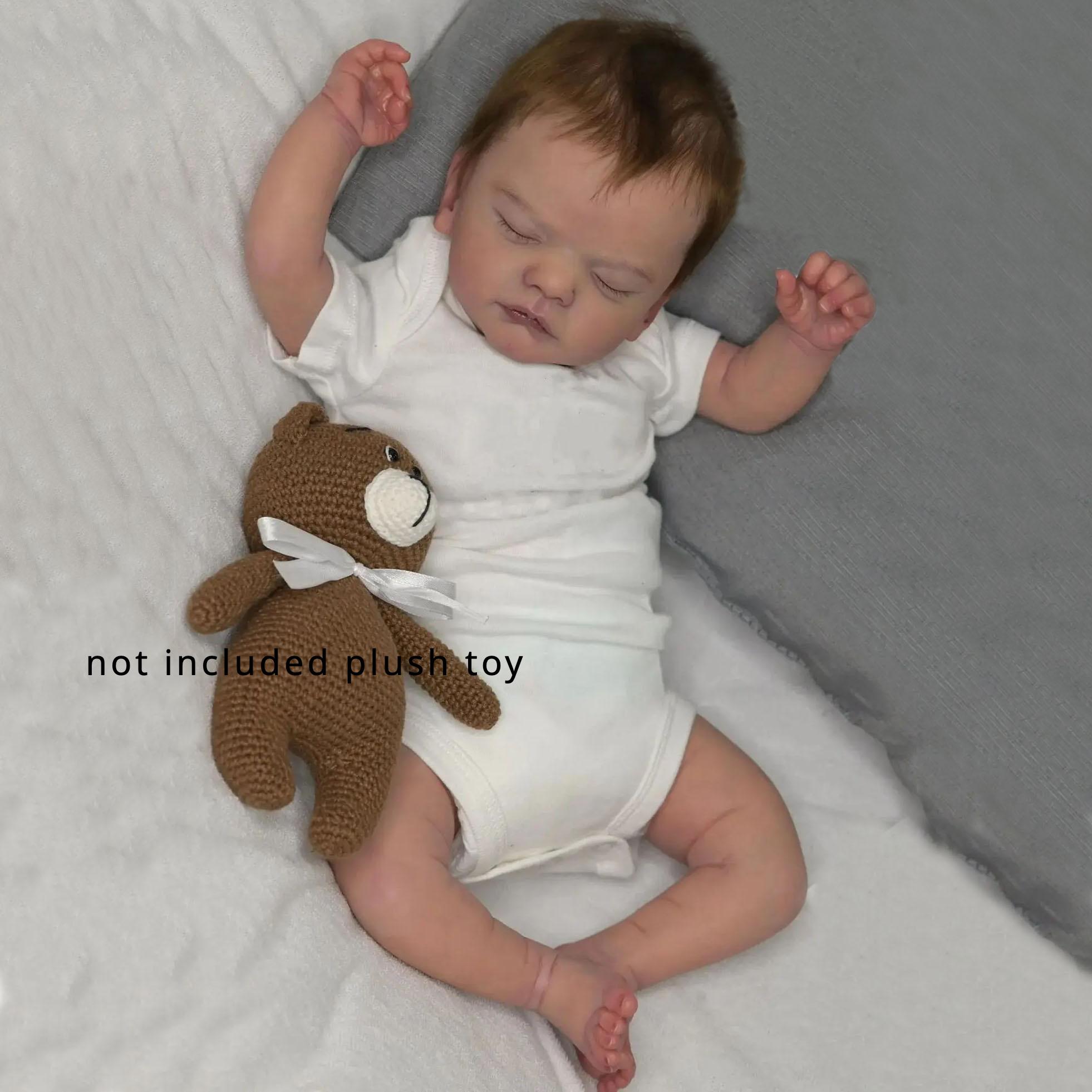 

BZDOLL 45cm Asleep Soft Vinyl Reborn Baby Doll with Cloth Body 3D-paint Skin and Visible Veins Toy 18inch Newborn Bebe Art Toy Birthday Gift for Kids cloth body doll