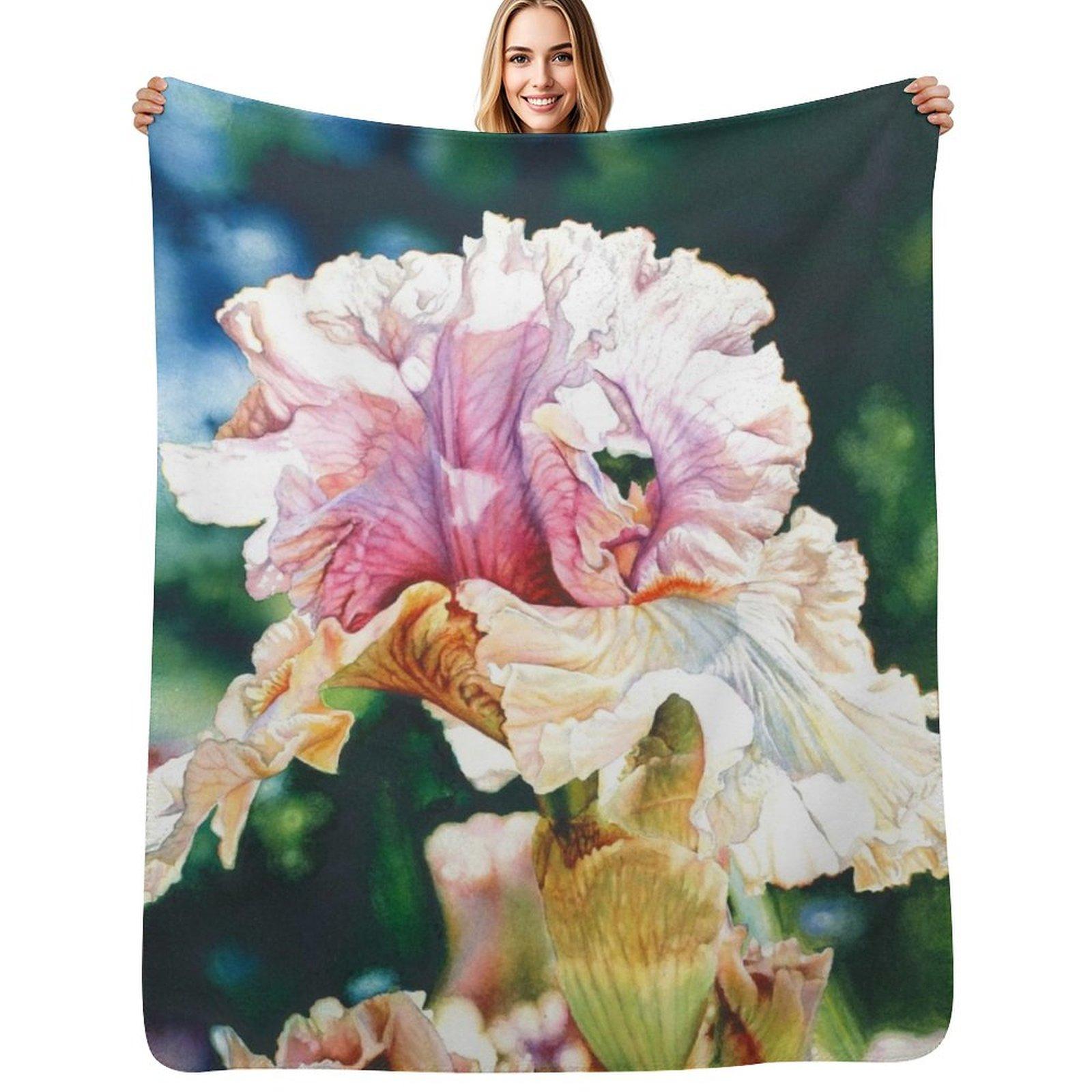 Springtime in Bloom Watercolor Painting Throw Blanket Reusable Durable Soft Blanket for All Seasons Size: 75*100cm, Weight: 230 GSM