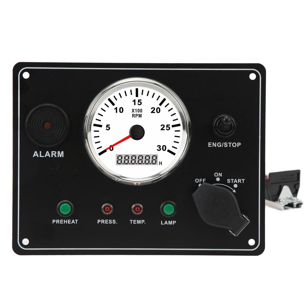 Multifunction Tachometer Panel 3000RPM Oil Pressure Water Temperature Alarm Engine Gauge Panel 12V