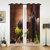 Cask Wine Glass Beer Stone Brick Retro Window Curtains Home Decor Living Room Curtains Kid's Room Cortinas For Kitchen Bedroom
