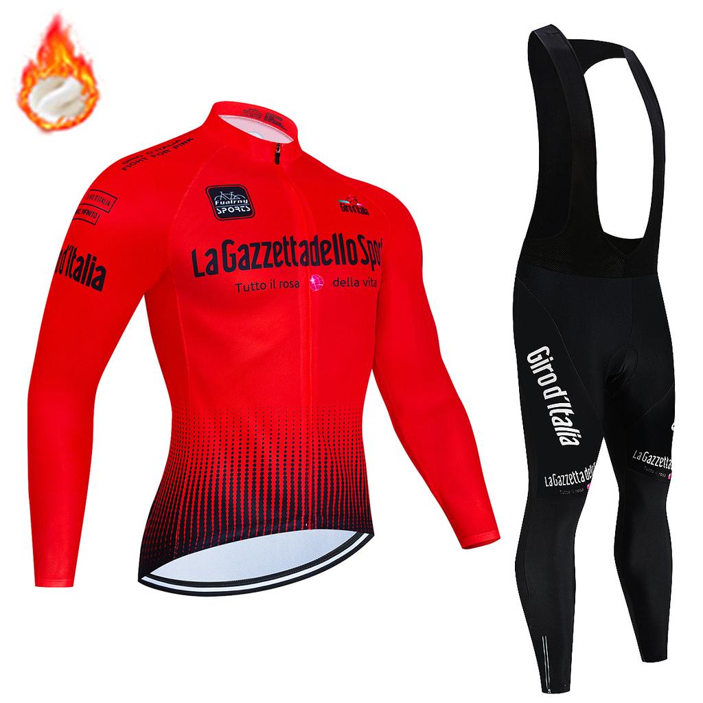 Winter Cycling Jersey Set 2025 Men's Long Sleeve Mountain Bike Cycling Clothing Fleece Warm MTB Bicycle Clothes Wear Suit