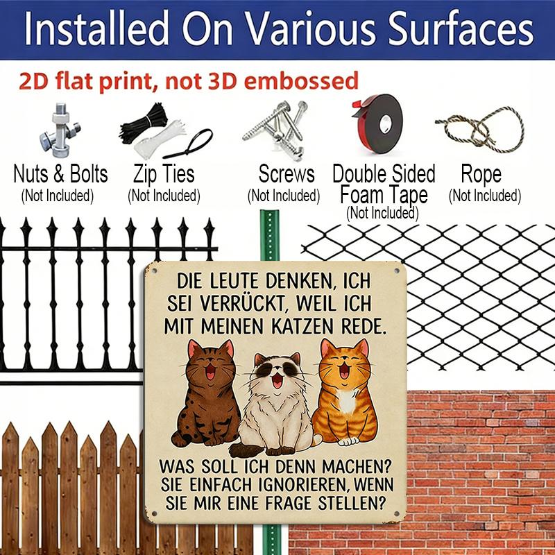 2D Flat, 1pc Funny Cat Lady Wall Sign "I Talk To My Cats" - Vintage Metal Plaque with Retro Tin Sign Style, Outdoor/ Decoration Suitable for Living