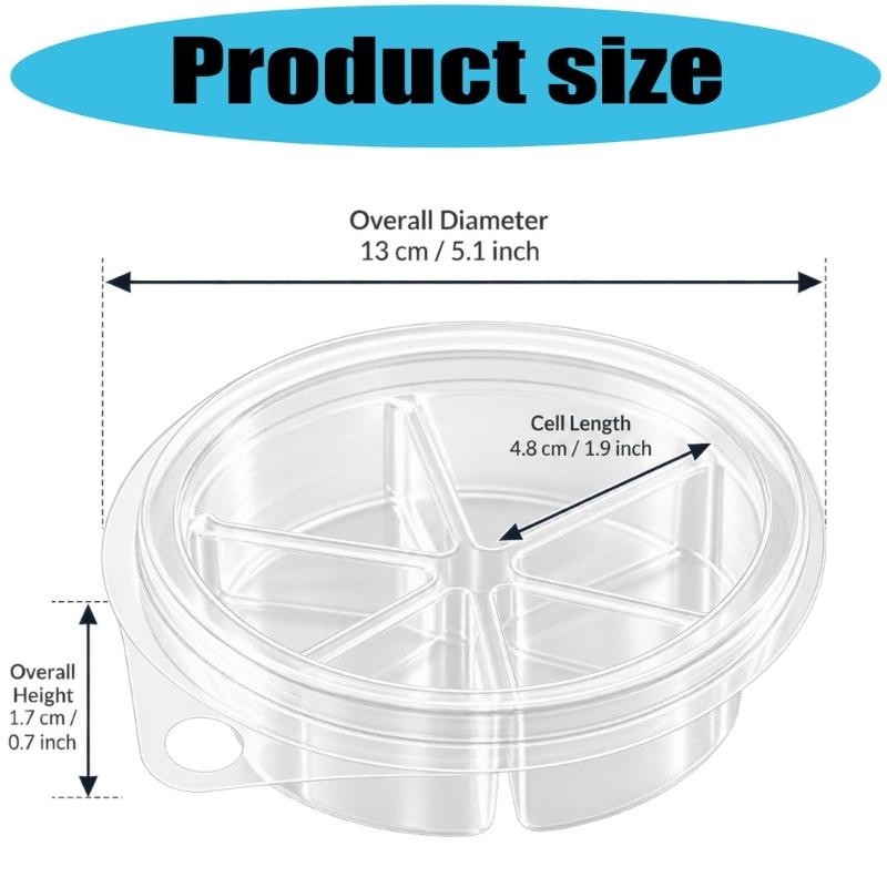 Round Candle Melt Trays Wax Melt Clamshell, Clear PET Plastic Package of 50 Forms with a Built-In 6-Cavity Format for Shaping Individual Candle Melts