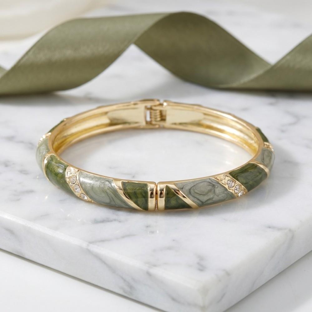 Lines Shape Chinese Crystal Bangle Enamel Women's Hand Bracelet Gifts for Women Girl