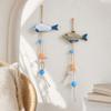 Wood Fish Wall Hanging Decors for Entryway, Bedroom, or Living Room, Ocean Theme Piece with Rope and Color Detail Trim