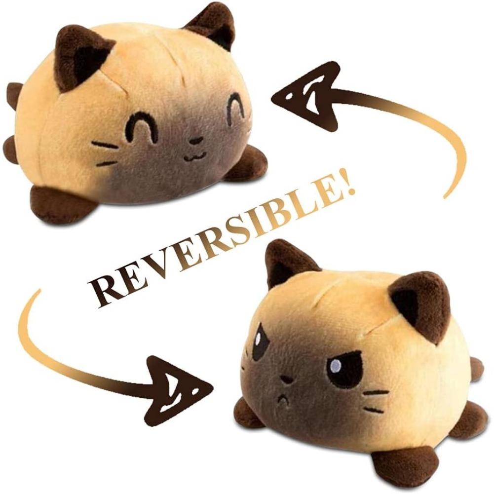 

Плюшевая игрушка-перевертыш Cat, двусторонняя приятная игрушка для настроения, плюшевая игрушка Moody, милая двусторонняя плюшевая игрушка, подарки для младенцев, детей, девочек, мальчиков 20*15*15cm,1Pcs коричневый
