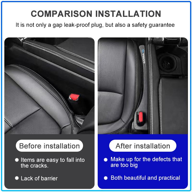 2Pcs Car Seat Gap Filler Side Seam Plug Strip Leak-proof Filling Strip For Volvo 240 C70 S40 S50 S60 S70 S80 S90 V40 V50 V60 V90 XC60 XC90 Vnl Truck