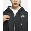 Nike Solid Color Hooded Drawstring Logo Print Mid-Length Cotton Coat Women Coats Gray Black FD6684-045
