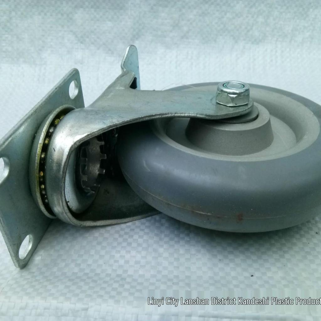 Silent Grey Dome Swivel Caster with TPR Flat Brake, Double Bearing, Medium Duty.
