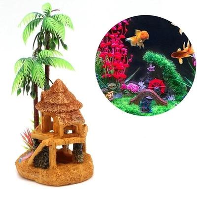 1PC Polyresin Aquariums Fish Tank Ornaments Simulation Coconut Tree Castle Aquarium Ornaments Aquario Aquarium Decoration