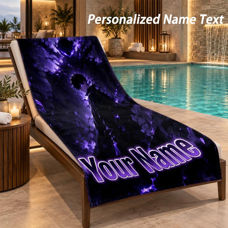 Solo Leveling Custom Name Beach Towel Large Soft Towel for Indoor Bathroom Outdoor Beach