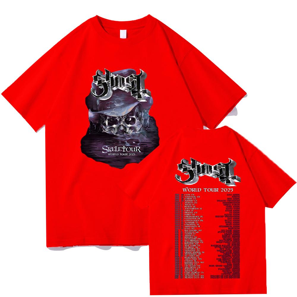 Ghost Band World Tour Nová trička Vintage oboustranné bavlněné tričko Gothic Rock Tees Letní móda Unisex ležérní oblečení Topy
