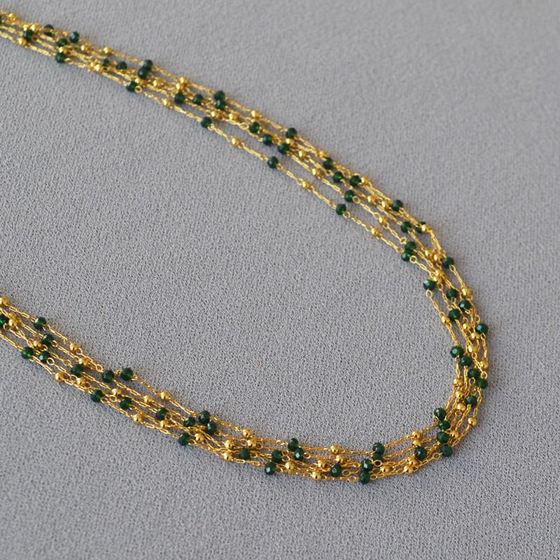 Vintage Elegant Multi-layer Short Clavicle Necklace Women Retro Lace Black Spinel Beaded Jewelry