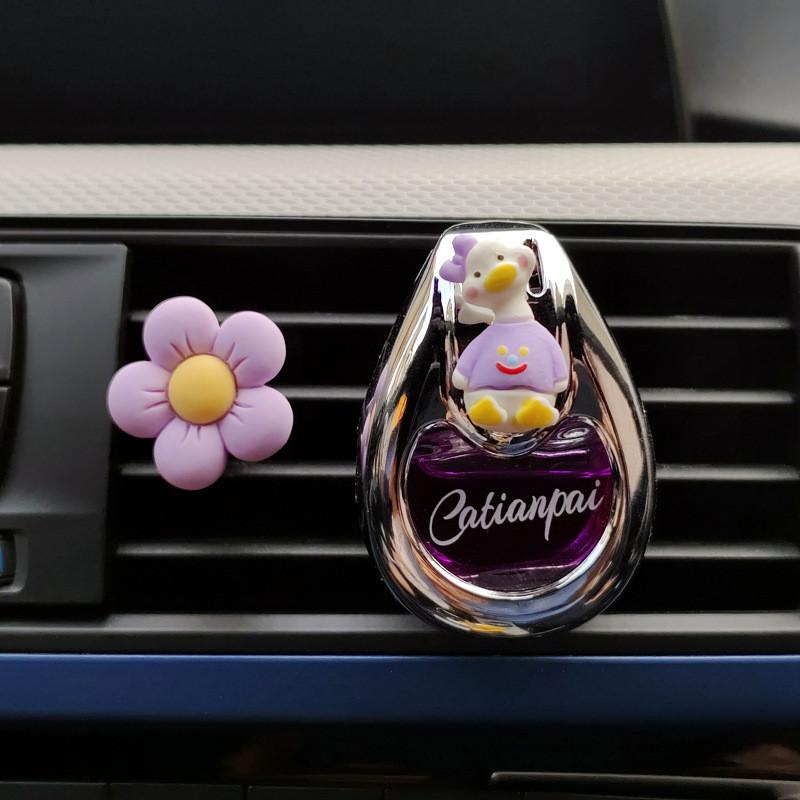 Glass Cartoon Girl Car Air Freshener Perfume Bottle Decorative Ornament Blue Dress Ocean Scent 2 Pack