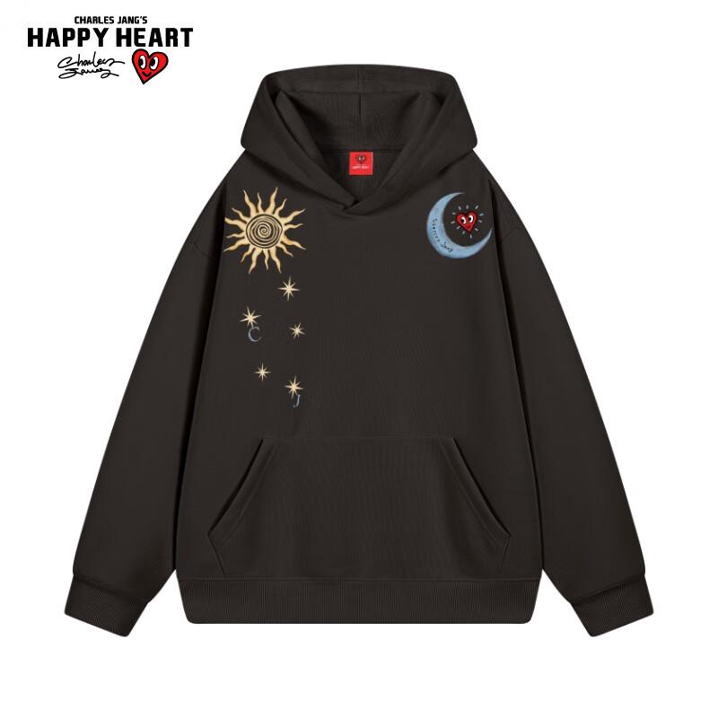 Charles Heart Mikina s kapucí s potiskem Slunce a Měsíce unisex