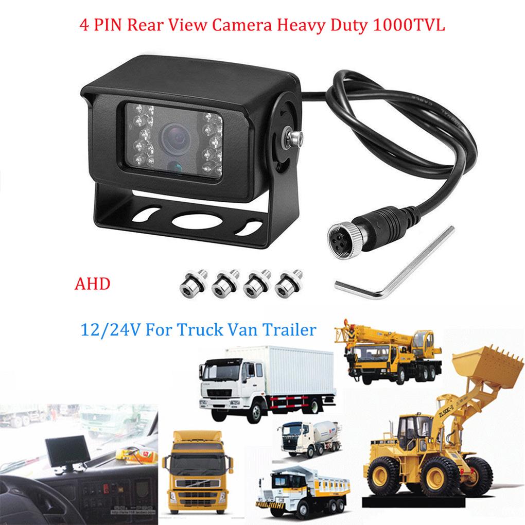 Metal 4 PIN Rear View Camera IR Night Reverse Camera Heavy Duty 1000TVL CCD Color 12/24V