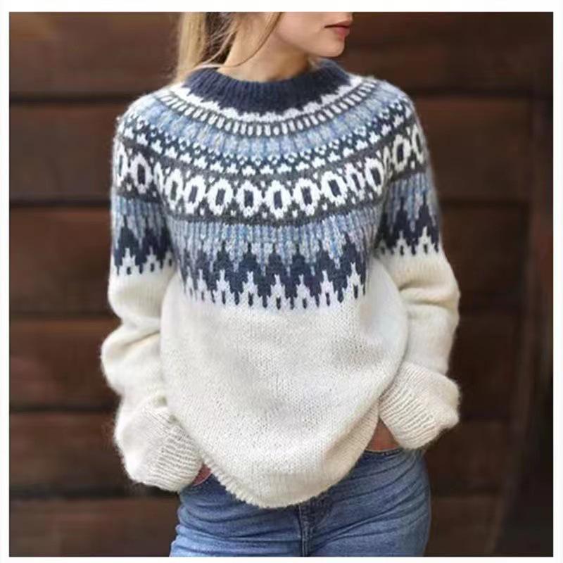 Maglione da Donna in Lavorazione Grossa Jacquard Acrilico Stile Europeo e Americano - Bestseller Autunno/Inverno