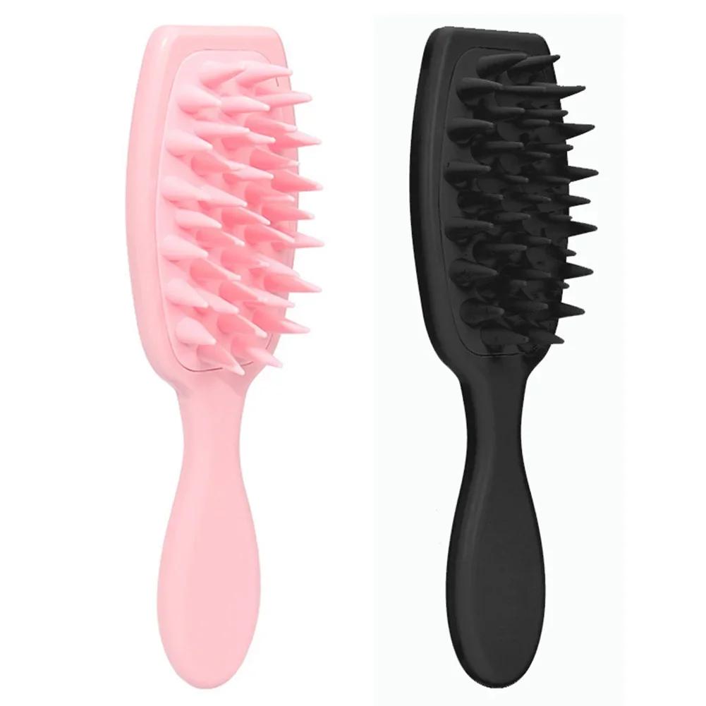 

Silicone Shampoo Brush Scalp Massage Brush Head Washing Comb Long Handle Hair Massager Bath Brush Body Scrubber Hair Accessories чёрный