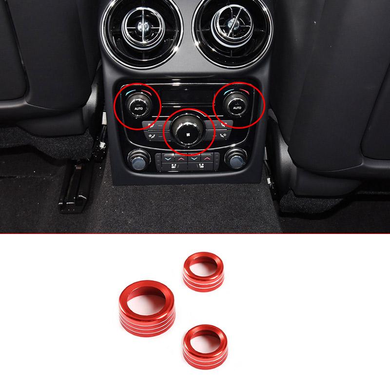 4pcs Aluminum Alloy Red/Silver For Jaguar XJ 2010-2019 Car Air Conditioner Switch Knob Volume Button Cover Trim Ring Accessories