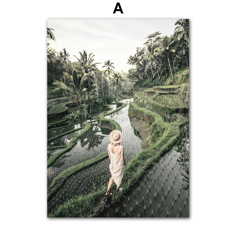 Green Mountain Waterfall Forest Leaves Landscape Posters And Prints Wall Art Canvas Painting Pictures For Living Room Home Decor