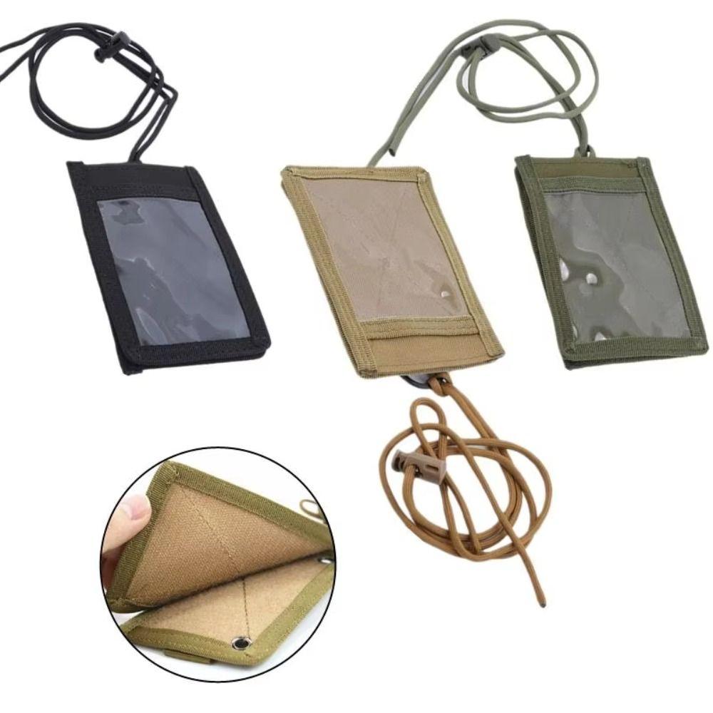 New Nylon Lanyard Card Holder With Pen Slot Water Resistant Hook Loop Patch Holder Portable Outdoor Travel Pouch Travel Use