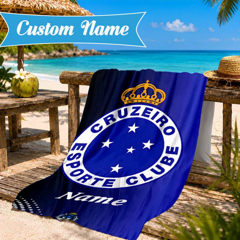 Custom Name Beach Towel Cruzeiro Power Microfiber Beach Towel, Lightweight for Summer Travel, Swimming Pool Fan Birthday Gift