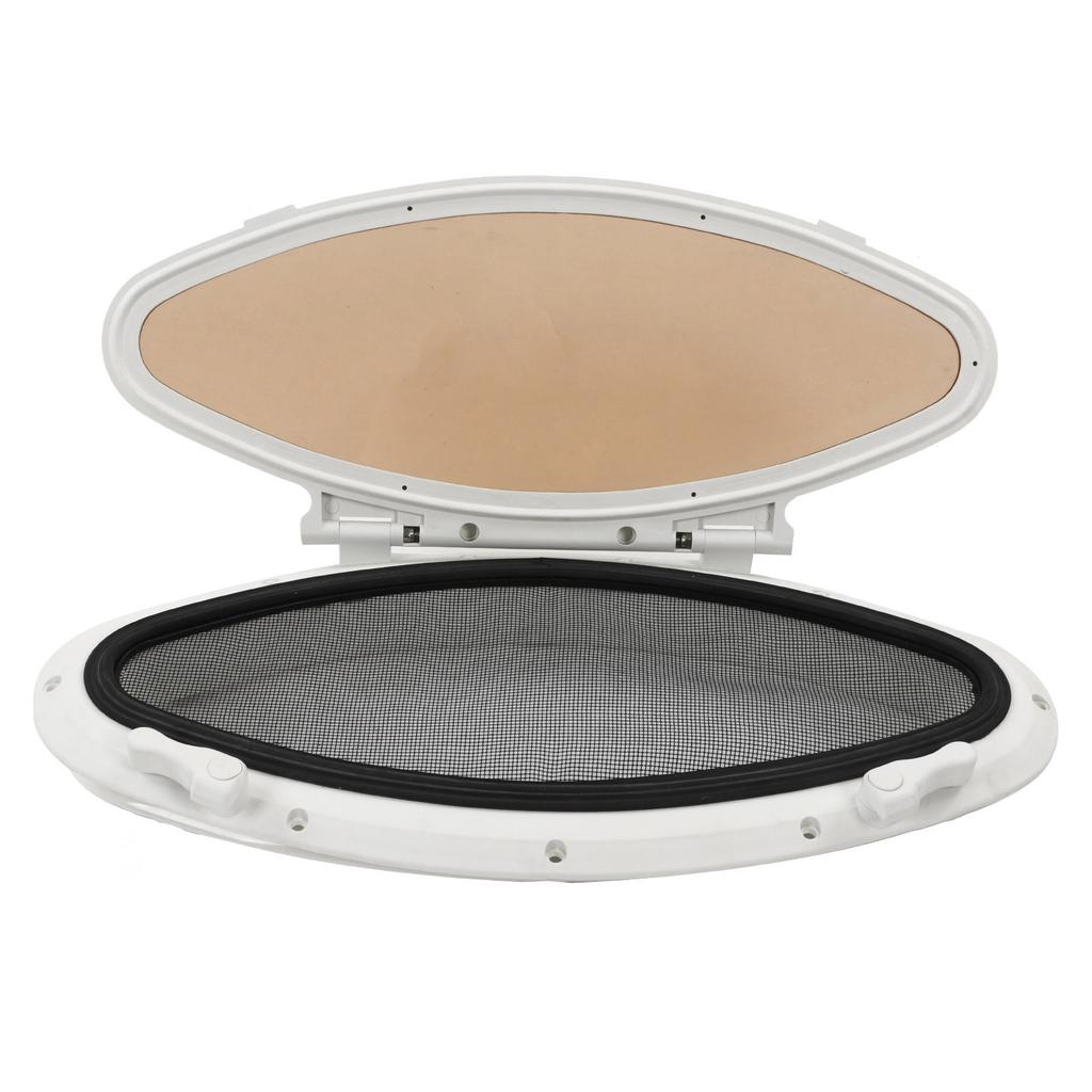 470x210mm Inward Opening Oval Porthole Anti UV Waterproof Portlight with Insect Screen Switch Handle for Yacht Ships