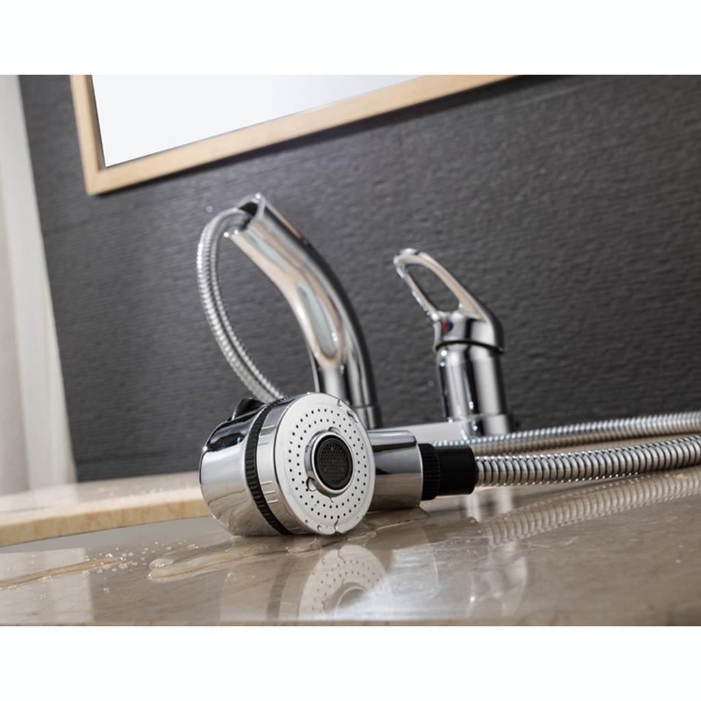 Bathroom sink mixer shower deck mounted single stream and shower mounting hole diameter KFPOY004 faucet, tap, faucet, (2 holes), lever, pull-out hose,